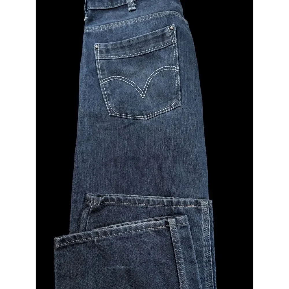 LEVI'S 569 Mens Jeans 38x31 Dark Wash Loose Straight Rare Side Zip Pocket Y2K